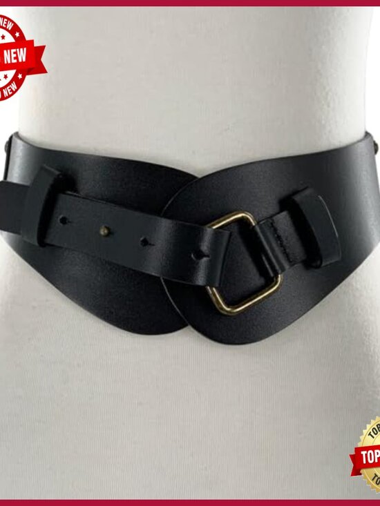 High Waist Fold Disc Linked Boho Antique Brass Circle Metal Studded Cowhide main image 6